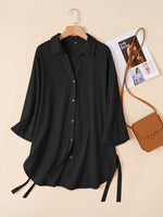 Hotouch Linen Style Side Lace Up Long Shirt
